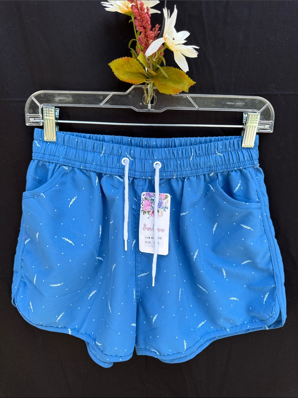 Fashuon  Girl's Blue Drawstring Elastic Waist summer Shorts Size L/XL